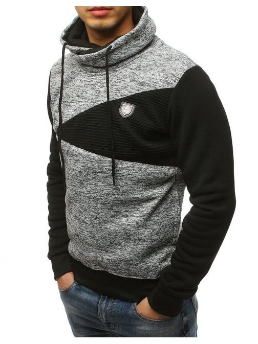 Szürke fekete magas nyakú pulóver