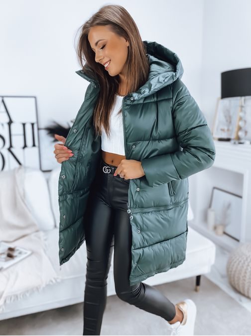 Gyönyörű sötétzöld női kabát Inka Premium