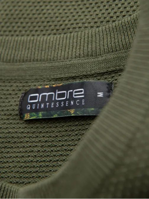 Olajzöld kötött férfi póló TSCT-0244