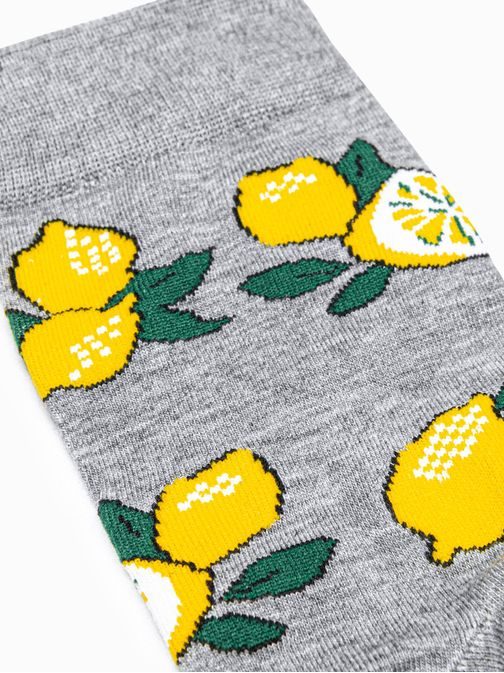 Szürke citrom mintás zokni U115