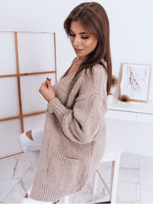 Bézs női kardigán egyszerű kivitelben Beate