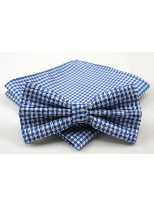 Kék-fekete-fehér kockás nyakkendő