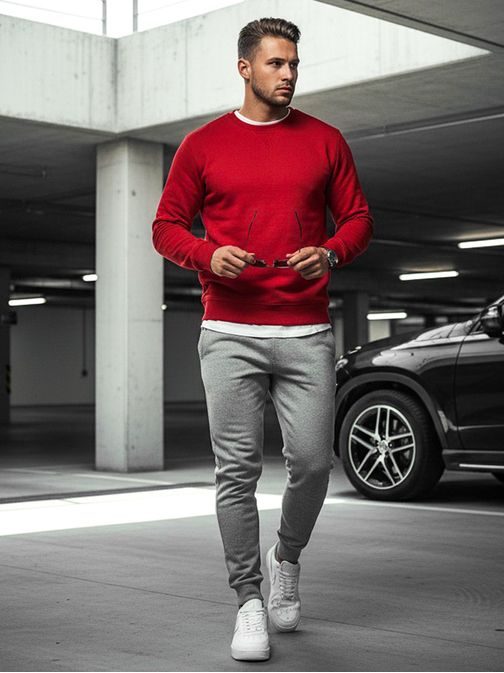 Piros eredeti férfi pulóver