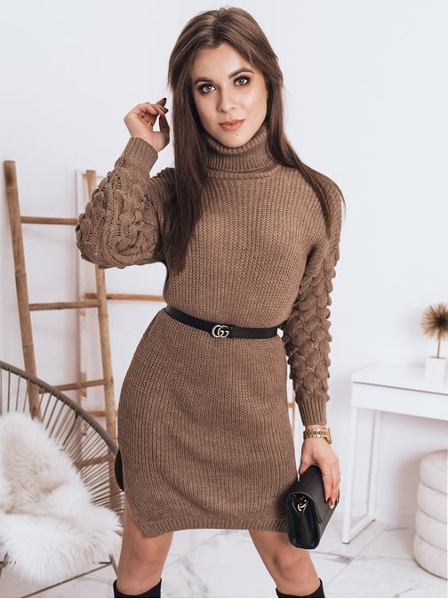 Divatos barna hosszított női pulóver Sallie
