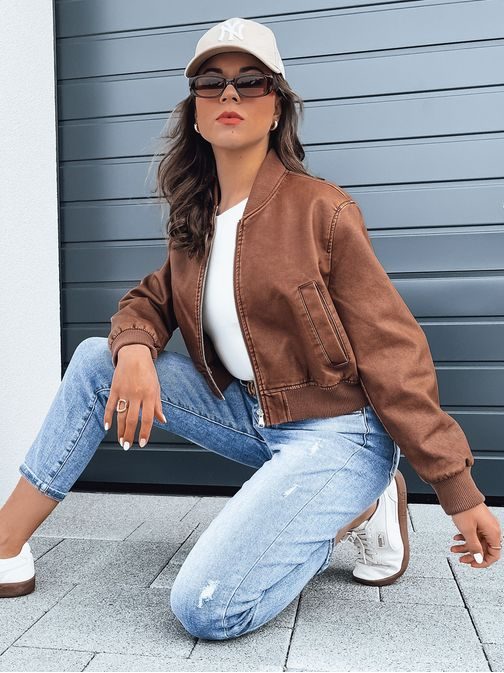 Női teveszínű  ökobőr bomber dzseki Santol