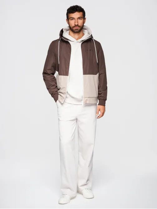 Funkcionális barna és krémszínű átmeneti sportdzseki V2 JANP-0225