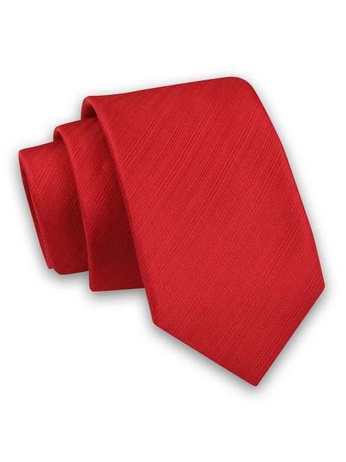 Piros nyakkendő enyhe csíkos  struktúr mintával
