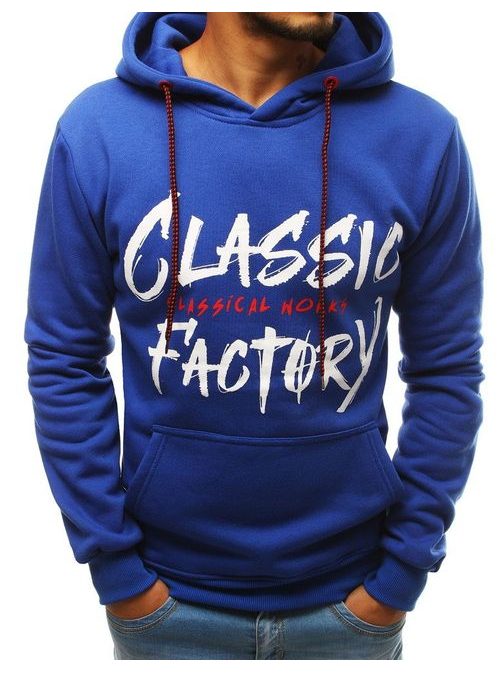 Divatos kék kapucnis pulóver CLASSIC FACTORY