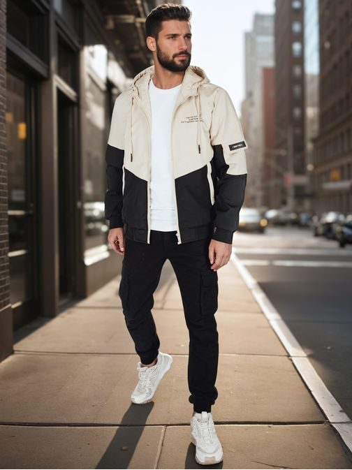 Trendi bézs-fekete sportkabát