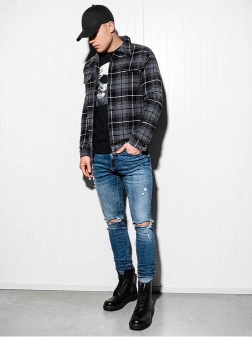 Szürke kockás átmenti dzseki c428