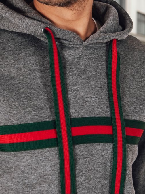 Érdekes férfi kapucnis pulóver kapucnival és dekoratív övvel