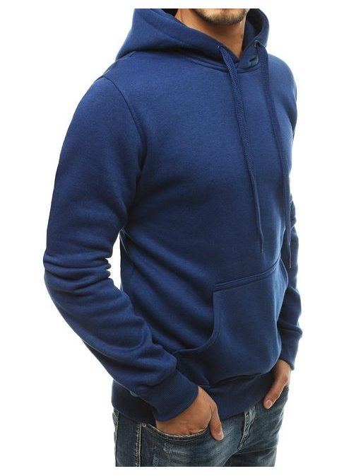 Egyszerű sötét kék kapucnis pulóver