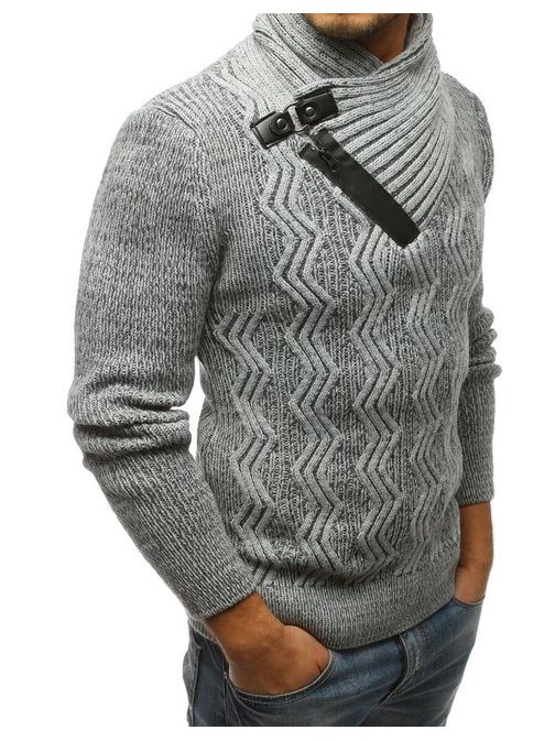 Szürke mintás kötött pulóver