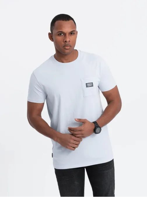 Trendi halvány kék póló dísz zsebbel  V9 TSCT-0109