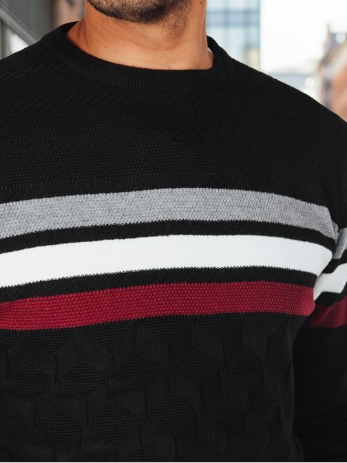 Divatos fekete férfi pulóver