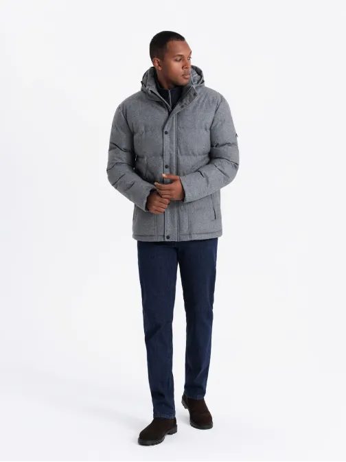 Időtlen steppelt szürke férfi dzseki V6 JANP-0149