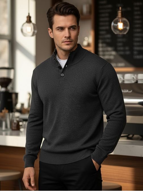 Stílusos férfi pulóver gombokkal