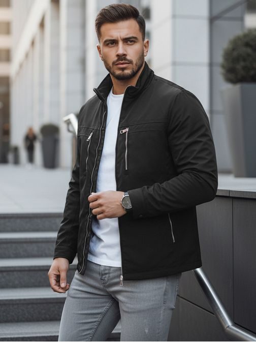 Fekete steppelt férfi kabát az átmeneti időszakra