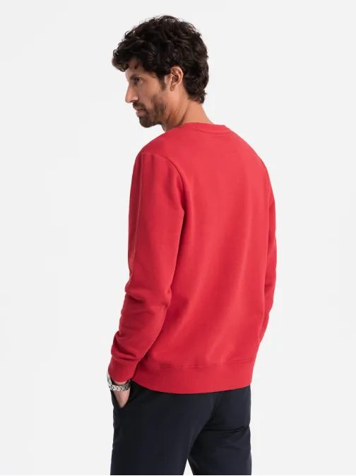 Kényelmes piros pulóver címkével V1 SSNZ-0134