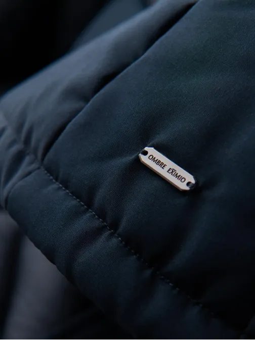 Férfi kabát télire kék színben V2 OM-JAHP-0237 OM-JAHP-0237