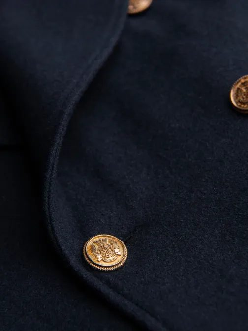 Stílusos kék kabát dupla mellkasos záródással V1 OM-COWC-0134