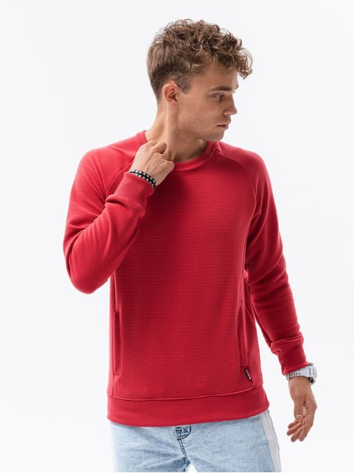 Stílusos piros pulóver B1156