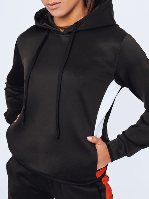 Divatos fekete női kapucnis pulóver Gim