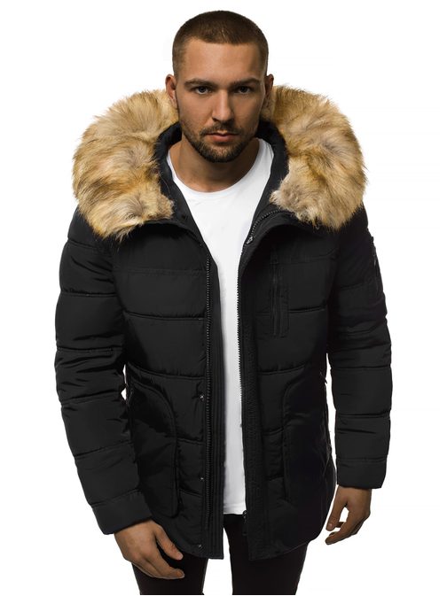 Modern fekete téli párka kabát JD/352Z