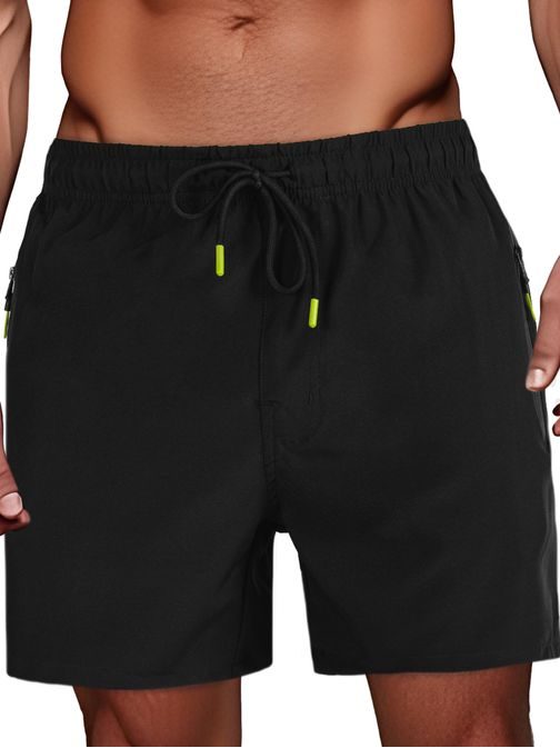 Fekete férfi fürdőruha cipzáras zsebekkel