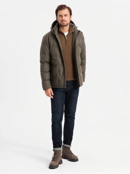 Időtlen steppelt oliva férfi dzseki V4 JAHP-0203