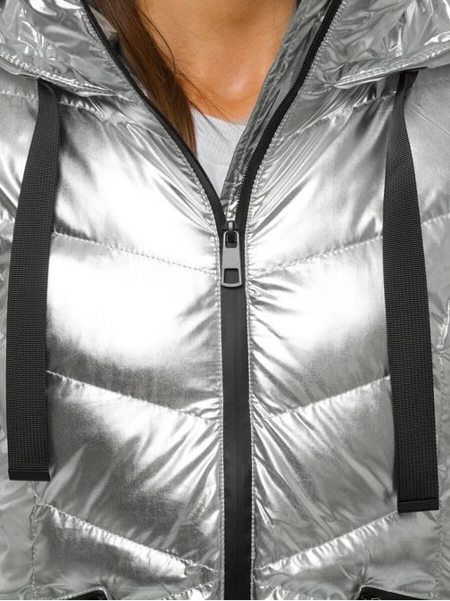 Stílusos ezüst női téli kabát JS/M23066/3