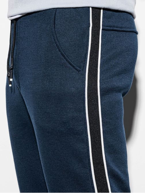 Trendi sötét kék melegítő nadrág fehér csíkkal  P898