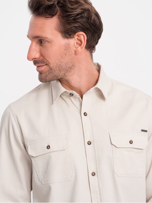 Lezsér krém színű ing zsebekkel  V1 SHCS-0146