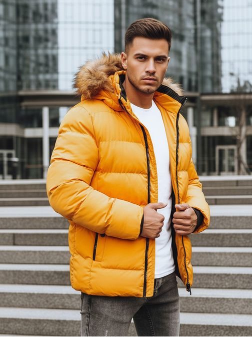 Modern sárga kapucnis kabát