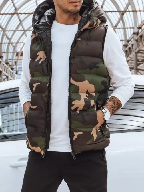 Kétoldalas zöld terepmintás mellény