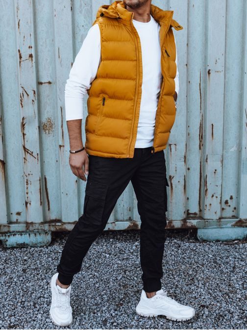 Trendi sárga mellény kapucnival