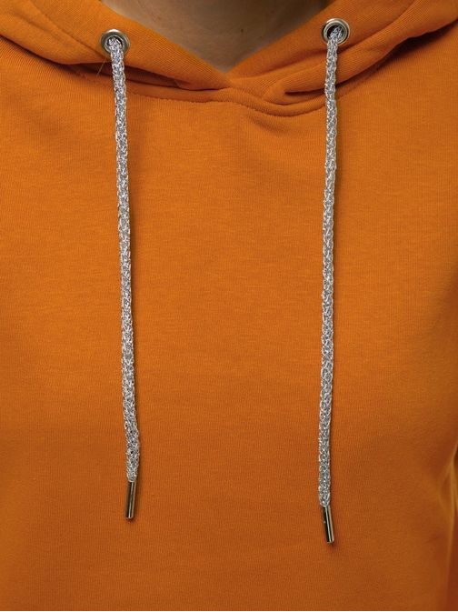 Modern kamel színű női kapucnis pulóver O/12102