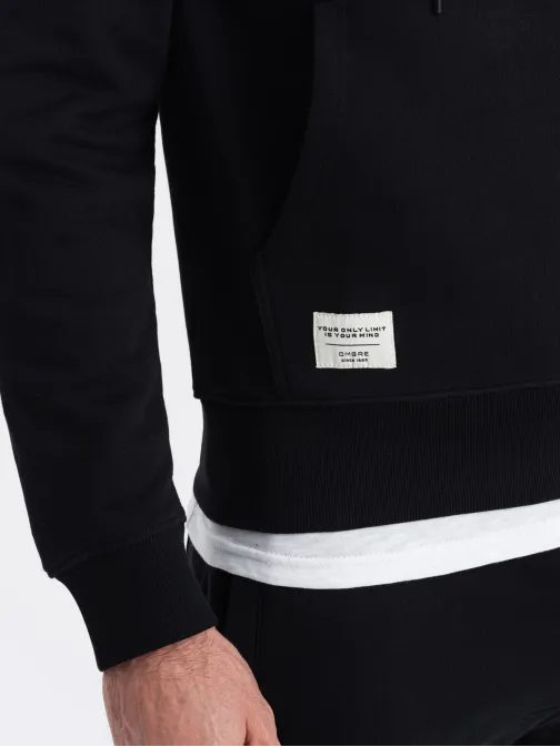 időtlen fekete kapucnis pulóver V5 SSBN-0177