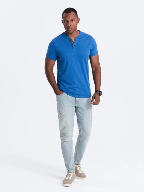 Kék férfi póló gombokkal V2 TSCT-0155