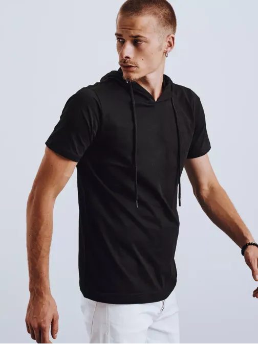 Stílusos fekete kapucnis póló