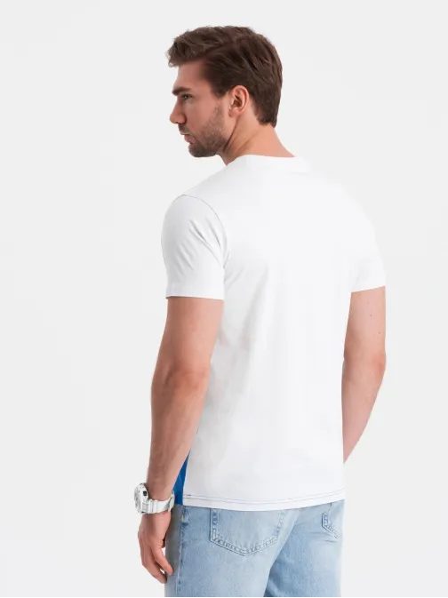 Elegáns fehér és kék póló V4 TSCT-0174