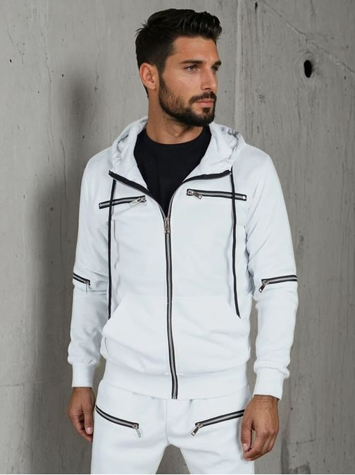 Eredeti fehér tréningruha díszes cipzárakkal