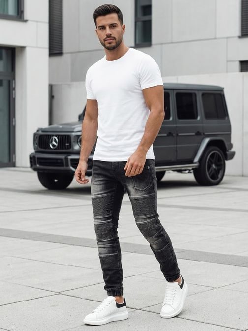 Fekete férfi jogger farmer nadrág