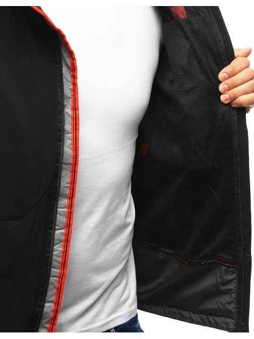 Fekete softshell kabát piros elemekkel