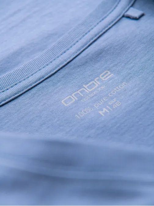 Basic pamut póló kék V-nyakú póló V20 TSBS-0237