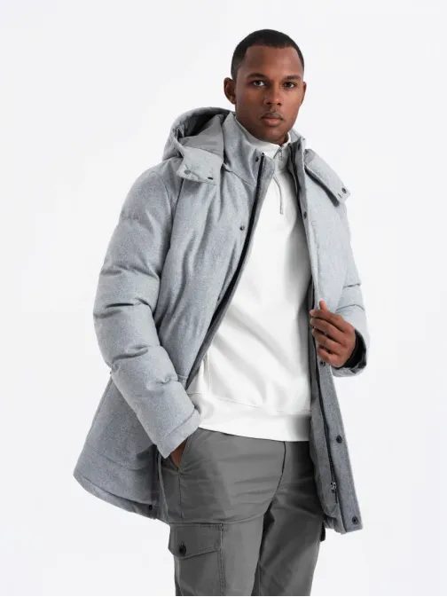 Időtlen steppelt világosszürke férfi dzseki V3 JALJ-0217