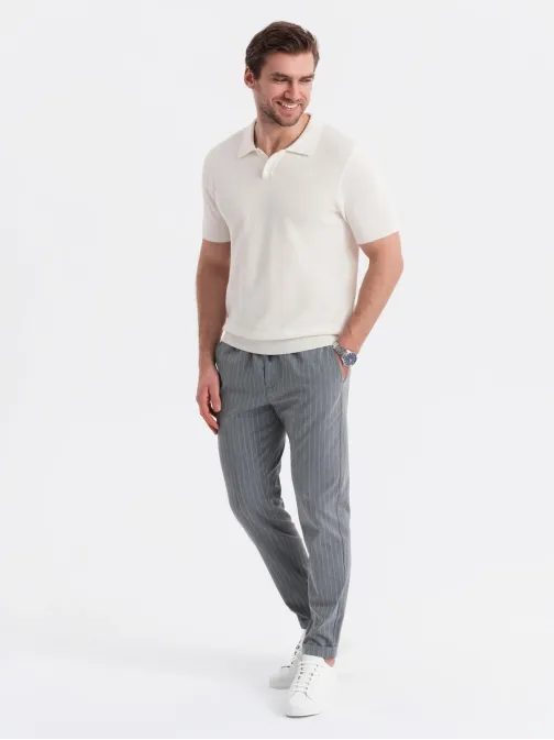 Férfi fehér kötött póló V4 POSS-0117 POSS-0117