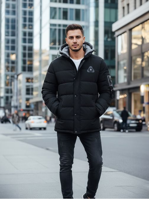 Eredeti fekete télikabát kapucnival