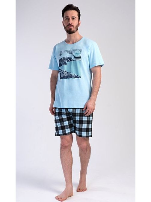 Férfi rövid pamut pizsama Wander kék