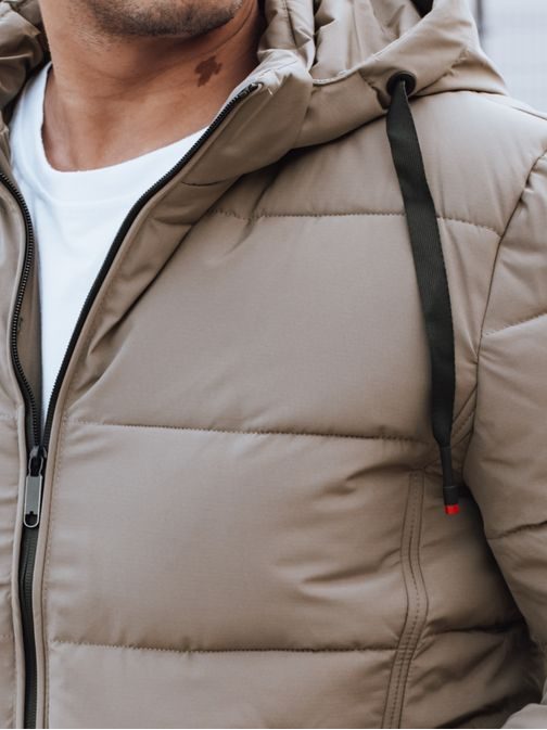 Divatos téli kabát kapucnival bézs színben